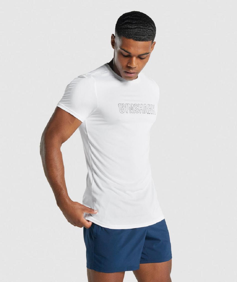 T Shirts Męskie Gymshark Arrival Grafiką Białe | PL 3911NWY